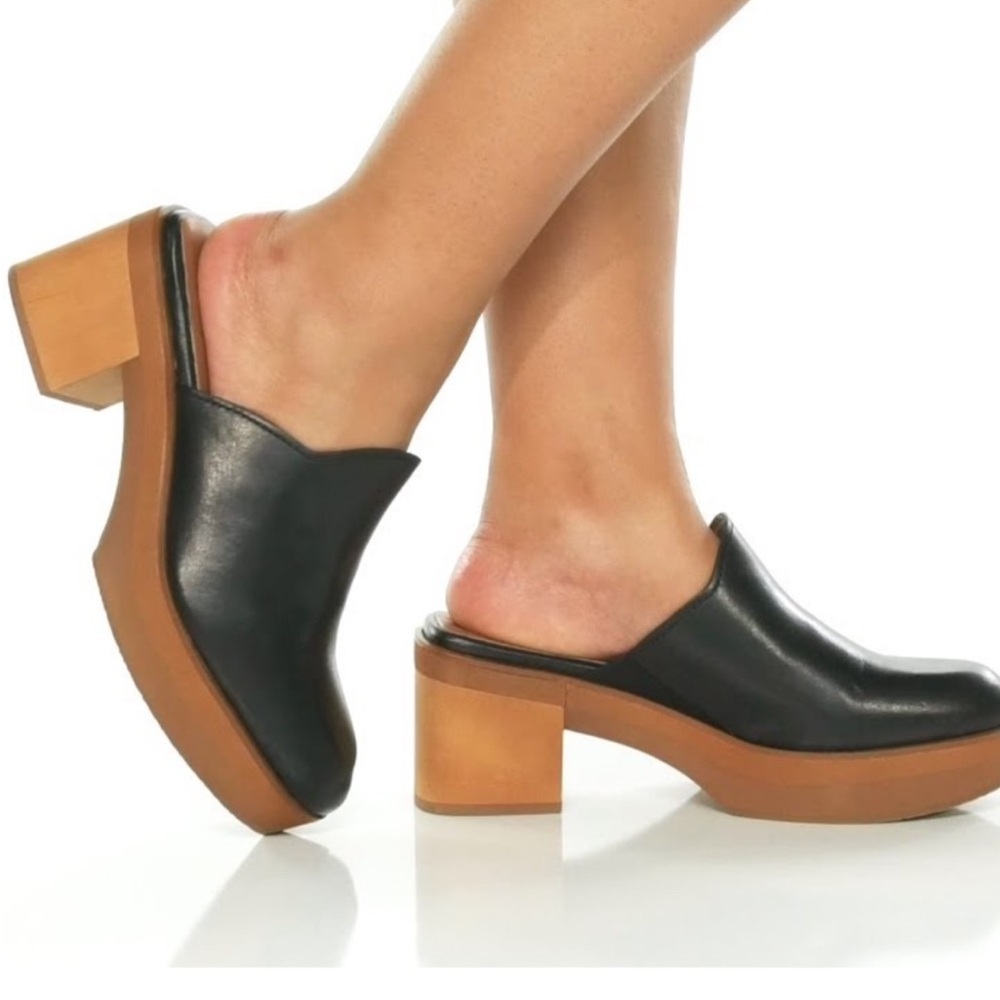 27 edit black mule clog with wooden heel